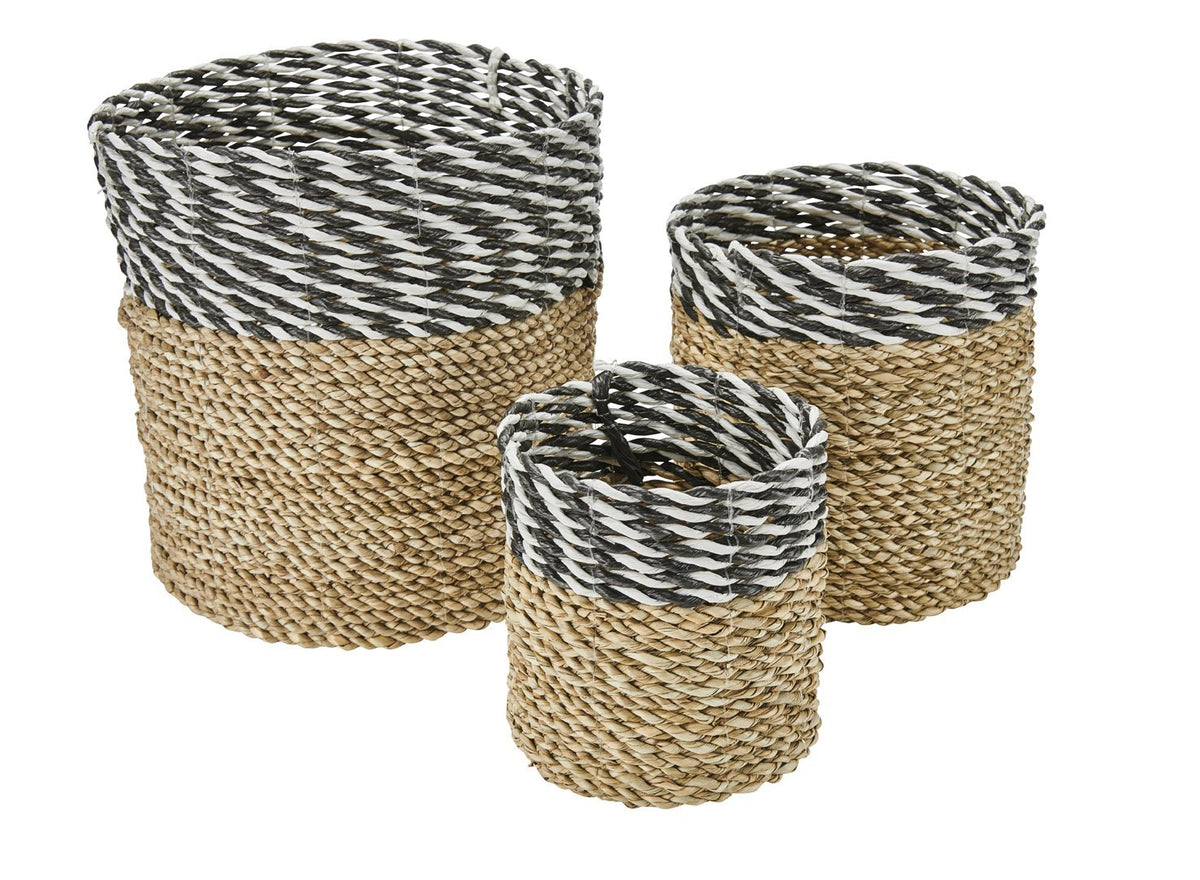 Hand-woven mini basket (set of three) (BSHSET1048)