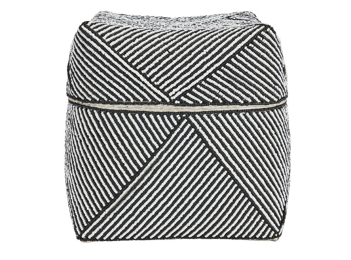 Black large stripe pattern beaded basket (BSH1066)