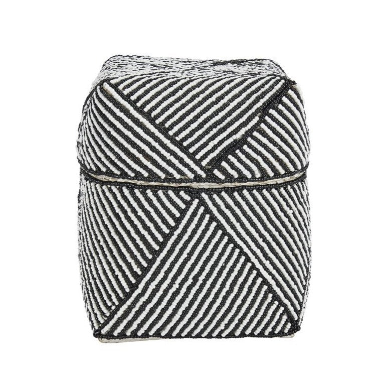 Black small stripe pattern beaded basket (BSH1068)