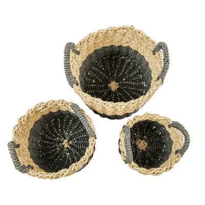 Round Woven Baskets Set of Three (3) - (BSH3005)
