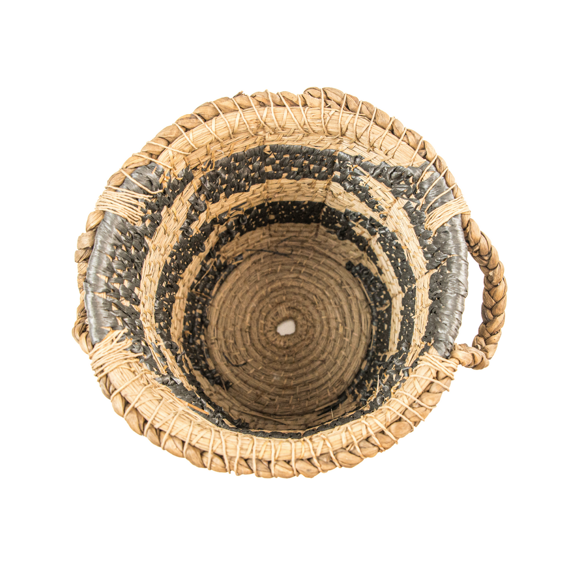 Round Woven Basket with Striped Pattern - (BSH3006)