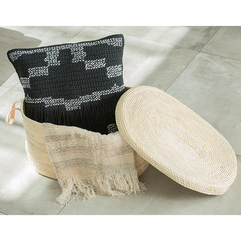Artisan Hand Crochet Palm Basket with Lid (BSH5004)