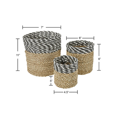 Hand-woven mini basket (set of three) (BSHSET1048)