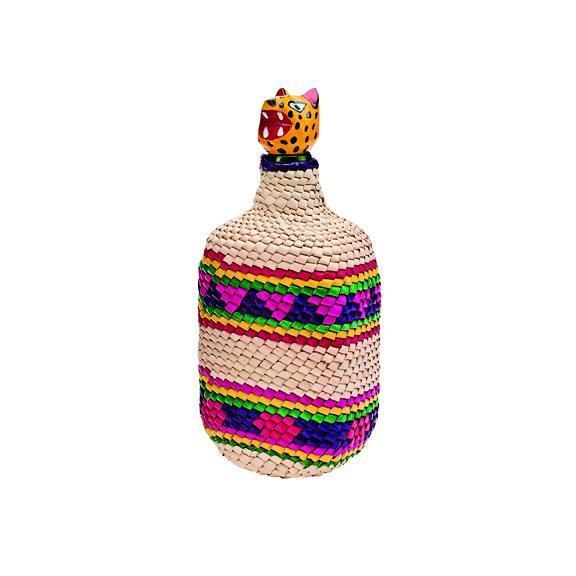 Home Crochet Palm Straw Wrapped Glass Bottle (BSH1010)